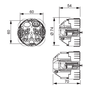 Levyseinäkojerasia Kojerasia levyseiniin reikä Ø74 mm AUS74.2