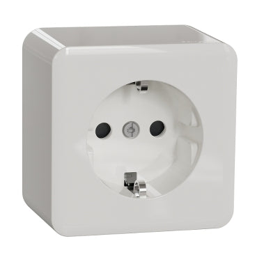 Exxact pinta 1-osainen pistorasia IP21 jousiliitos valkoinen